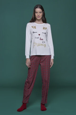 Pigiama Donna Top Caldo Cotone E Pantaloni Flanella Renna 3 Pigiama Donna Top Caldo Cotone E Pantaloni Flanella Renna