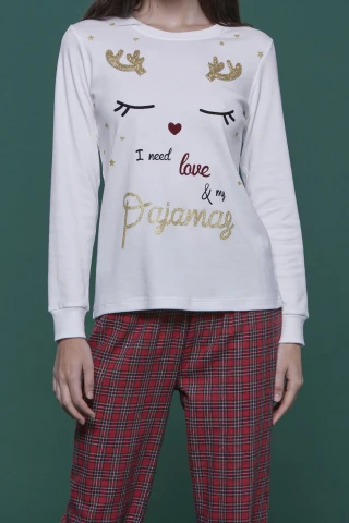 Pigiama Donna Top Caldo Cotone E Pantaloni Flanella Renna 4 Pigiama Donna Top Caldo Cotone E Pantaloni Flanella Renna - immagine 2