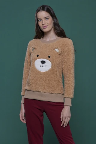 Pigiama Donna Top Eco-agnellino Pantalone Micropile Orso 3 Pigiama Donna Top Eco-agnellino Pantalone Micropile Orso