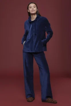 Completo Loungewear Donna Ciniglia A Coste Bluebarry