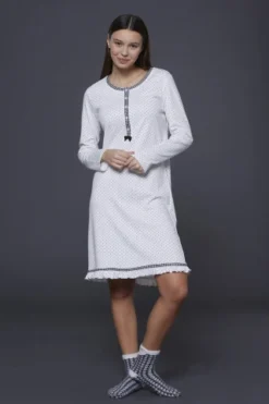 Camicia Da Notte Caldo Cotone Rain