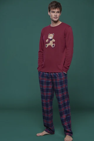 Pigiama Uomo Top Caldo Cotone E Pantaloni Flanella Brown 3 Pigiama Uomo Top Caldo Cotone E Pantaloni Flanella Brown