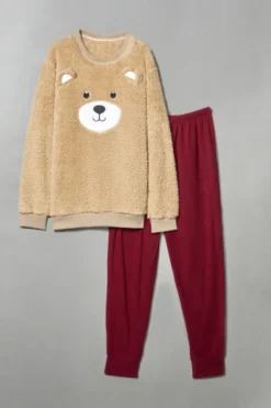 Pigiama Uomo Top Eco-agnellino Pantalone Micropile Orso