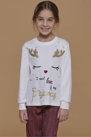 Pigiama Bambina Top Caldo Cotone E Pantaloni Flanella Renna 3 Pigiama Bambina Top Caldo Cotone E Pantaloni Flanella Renna