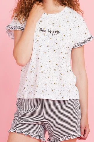 Pigiama Donna Cotone Be Happy Rouches 5 Pigiama Donna Cotone Be Happy Rouches - immagine 3