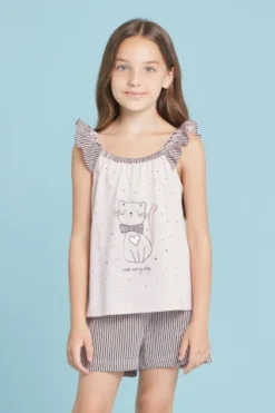 Pigiama Bambina Cotone Love Cat