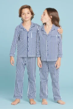 Pigiama Unisex Cotone Line Blue